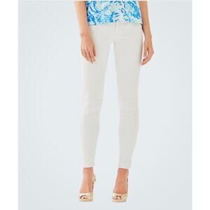 Lilly Pulitzer Worth Skinny Mini Sateen White Stretch Pants 12 Resort